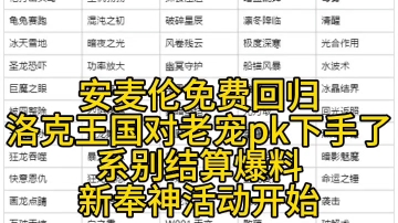 安麦伦免费回归洛克王国对老宠pk下手了系别结算爆料新奉神活动开始网络游戏热门视频