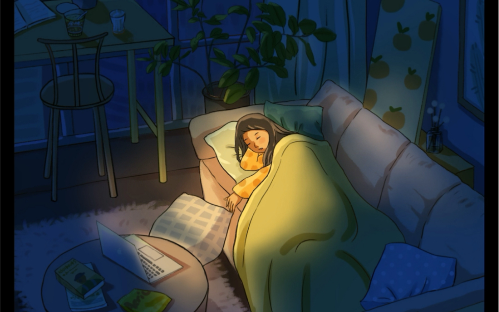 原创插画,独居女孩的日常