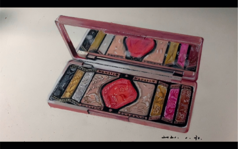 【彩铅手绘】花西子眼影盘(临摹叶无趣大神作品)_哔哩哔哩_bilibili