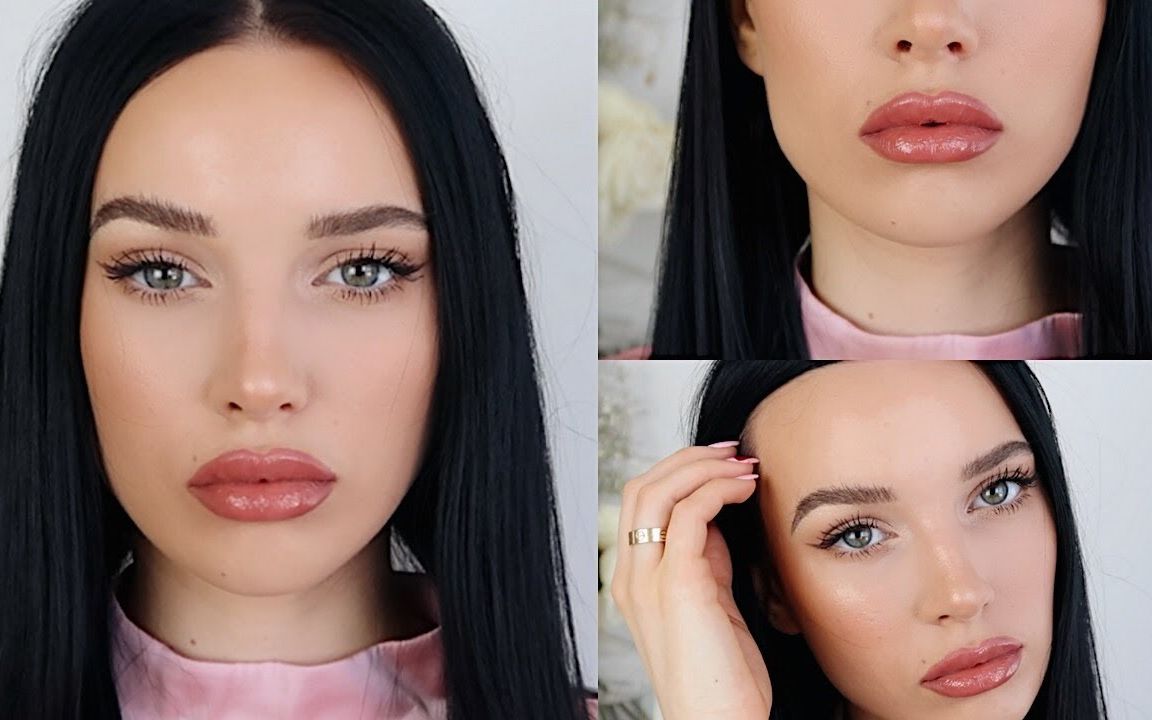 颧骨修容和丰唇效果,快速打造简单欧美妆容