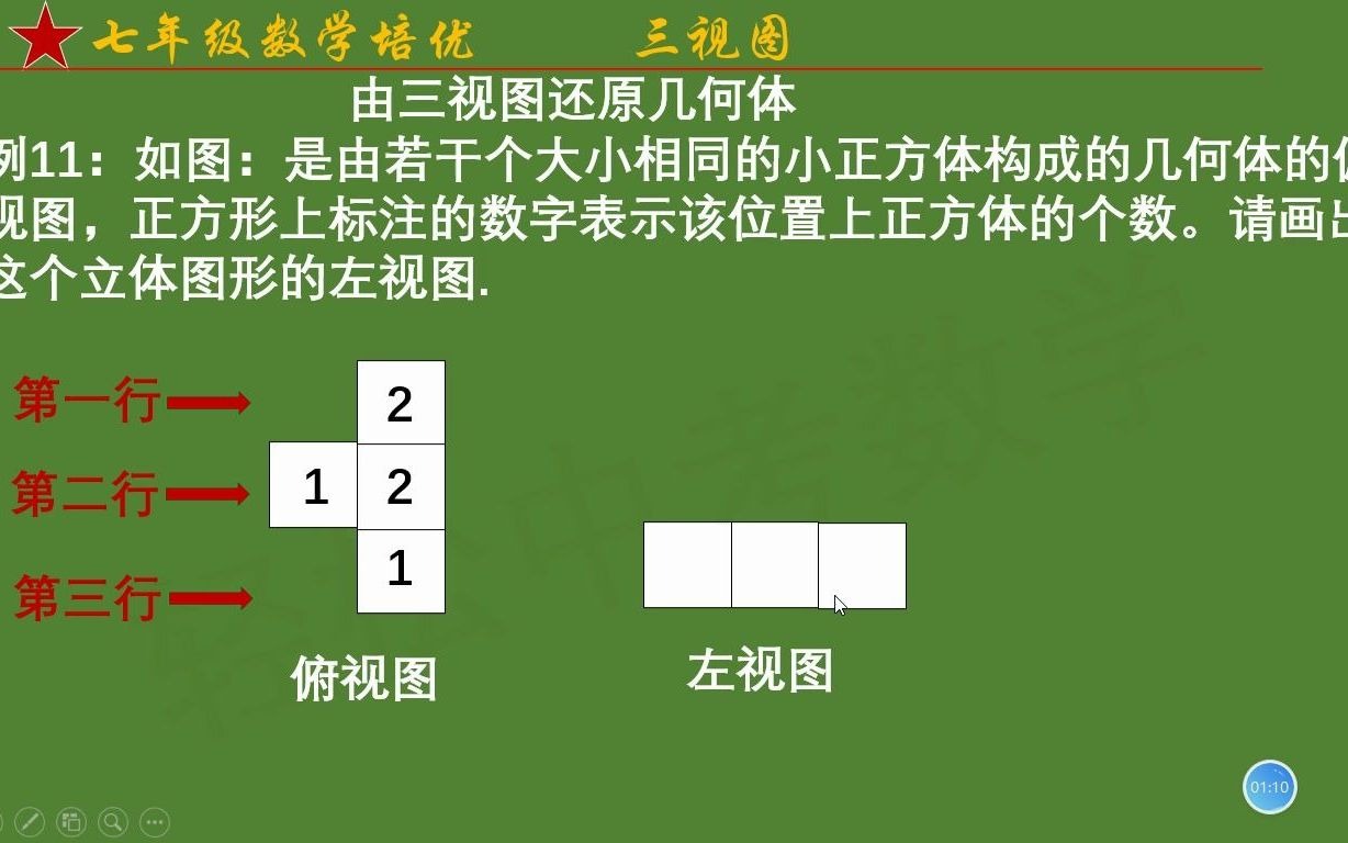 [图]初中各年级可看：知俯视图画左视图，主视图。2招轻松搞定。