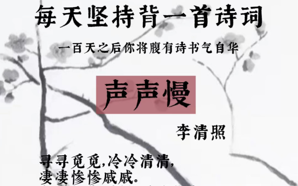 全词一字一泪,风格深沉凝重,哀婉凄苦,极富艺术感染力.闭上眼,一起感受李清照《声声慢》哔哩哔哩bilibili