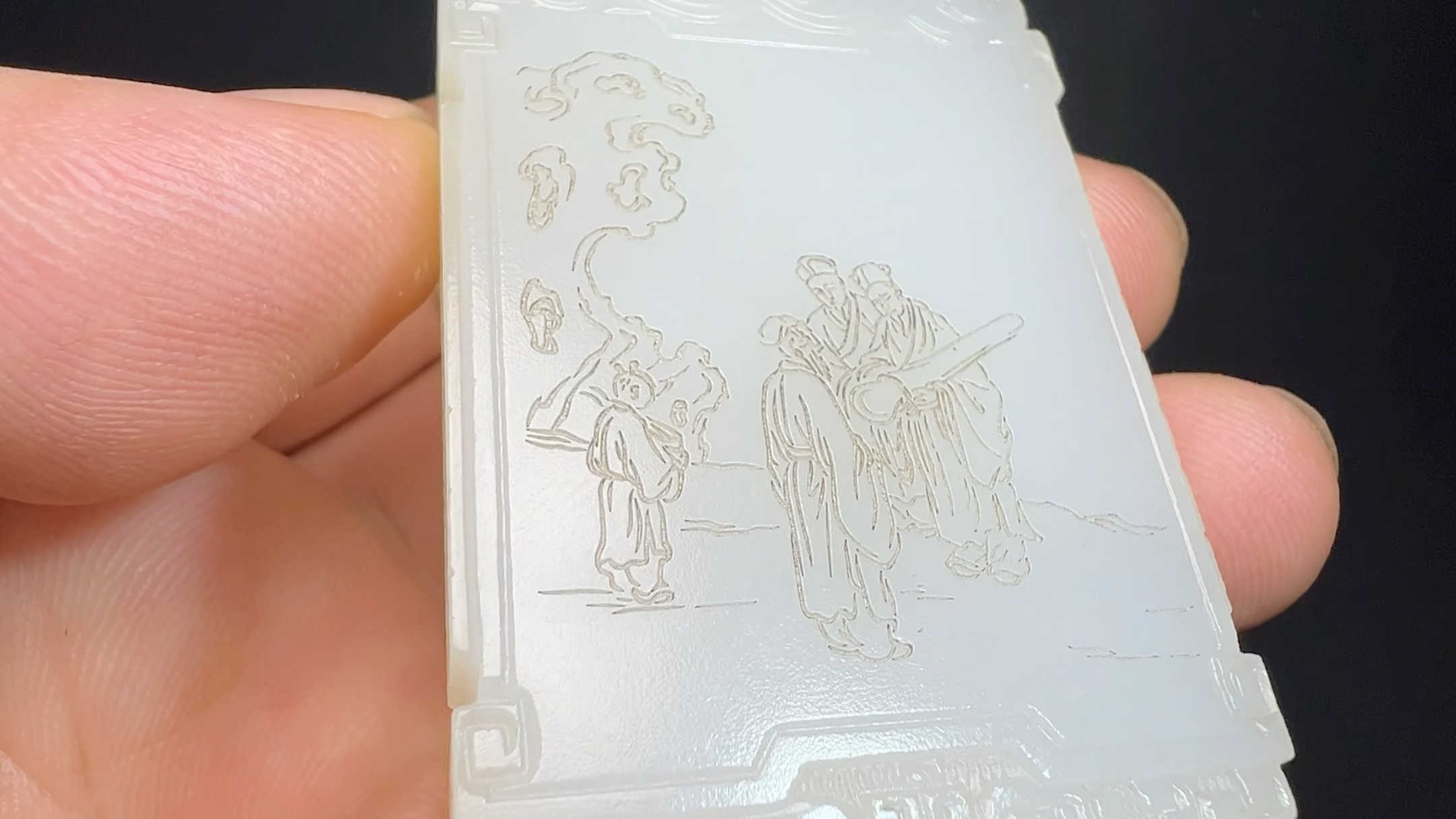 古玉老玉清代和田玉白玉人物故事牌