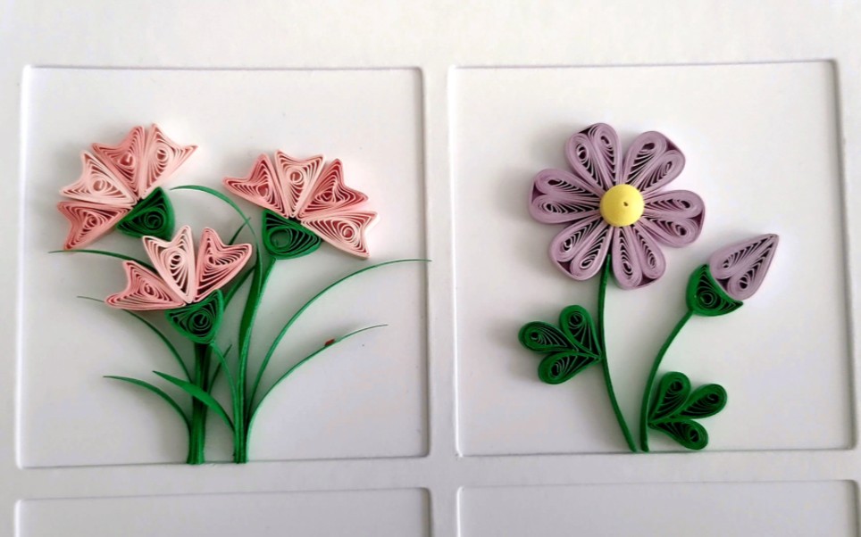 紫色小花教程—九宫格衍纸画