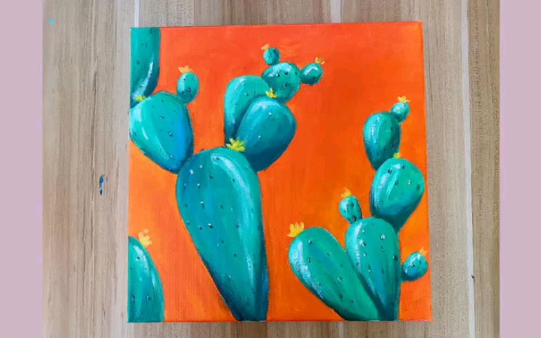 小白每天教你简简单单画一幅画,丙烯画  水粉画  彩色画  主题 仙人