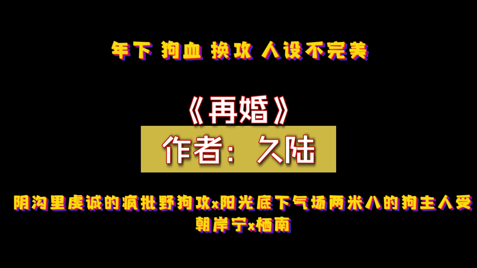 《再婚》作者:久陆 阴沟里虔诚的疯批野狗攻x阳光底下气场两米八的狗主人受 朝岸宁x栖南哔哩哔哩bilibili