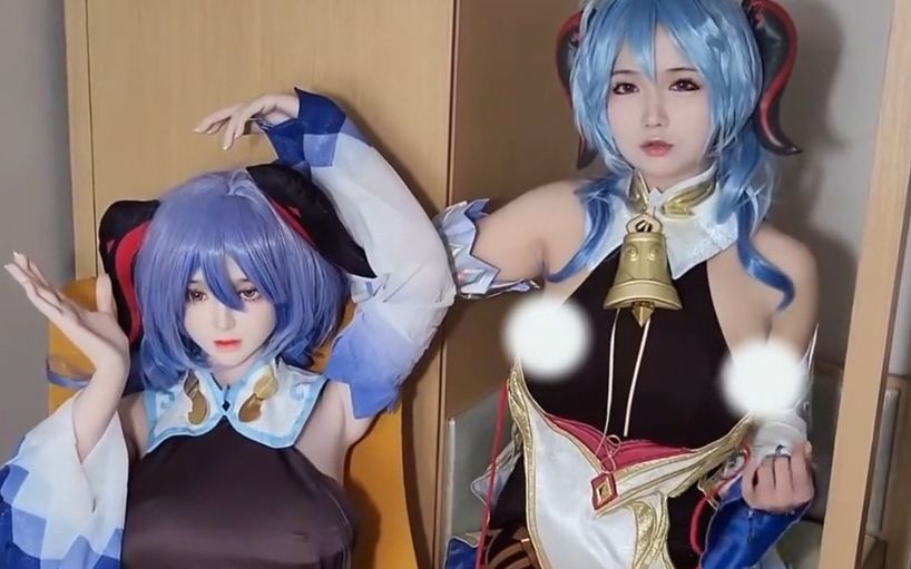 小姐姐cos甘雨和等身手办比身材,结果竟当场破防