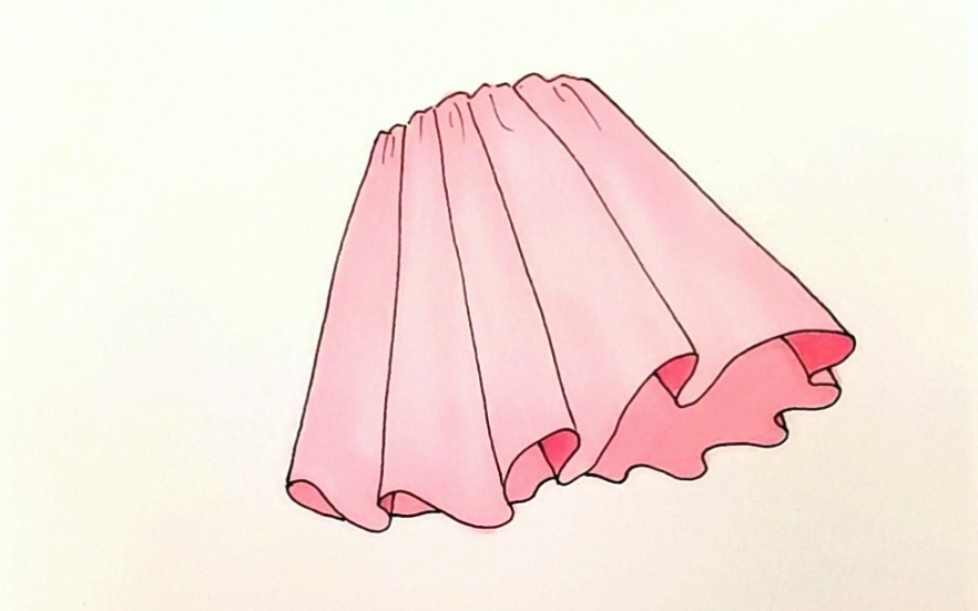 裙子的褶皱怎么画腰部图片