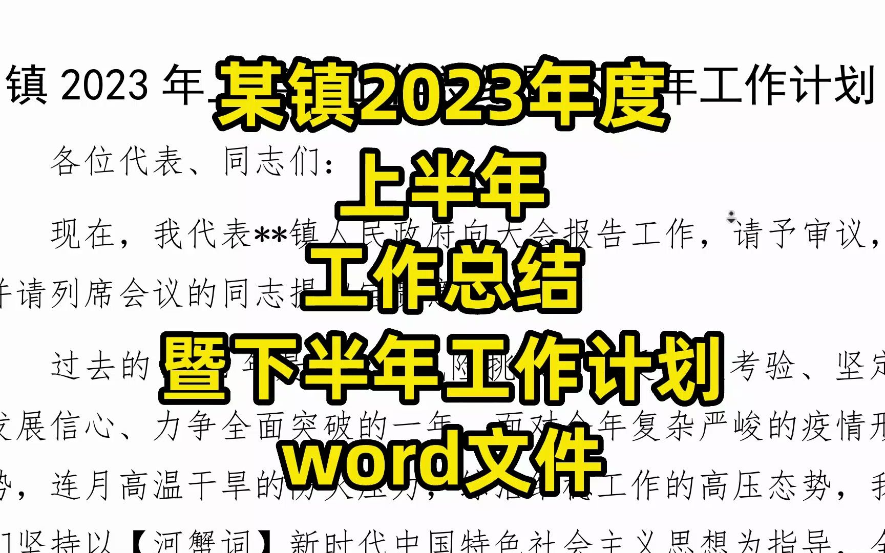 某乡镇2023年度上半年工作总结暨下半年工作计划范文,word文件哔哩哔哩bilibili