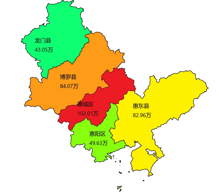 惠州市各区,县常住人口排名