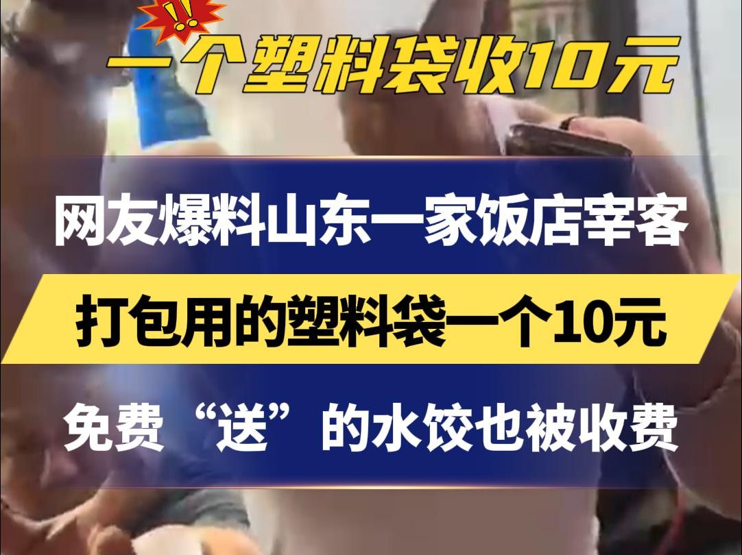 网友爆料山东一家饭店宰客 打包用的塑料袋一个10元 免费“送”的水饺也被收费 被店老板骂“网络垃圾”哔哩哔哩bilibili