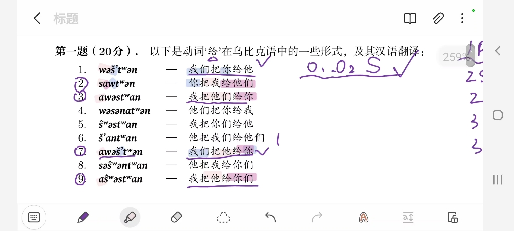 [图]2022年第十九届国际语言学奥林匹克竞赛讲解| 第一题：乌比克语