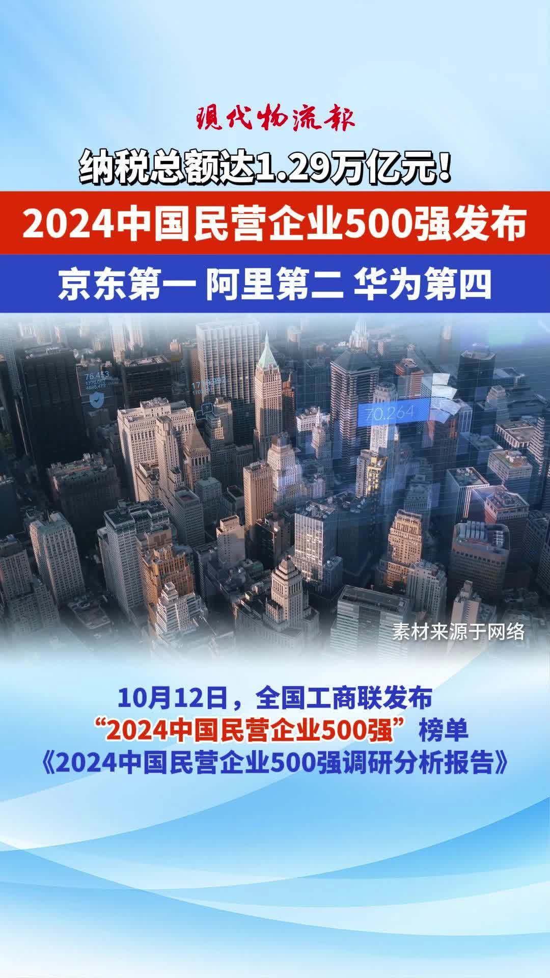 纳税总额达1.29万亿元!2024中国民营企业500强发布哔哩哔哩bilibili