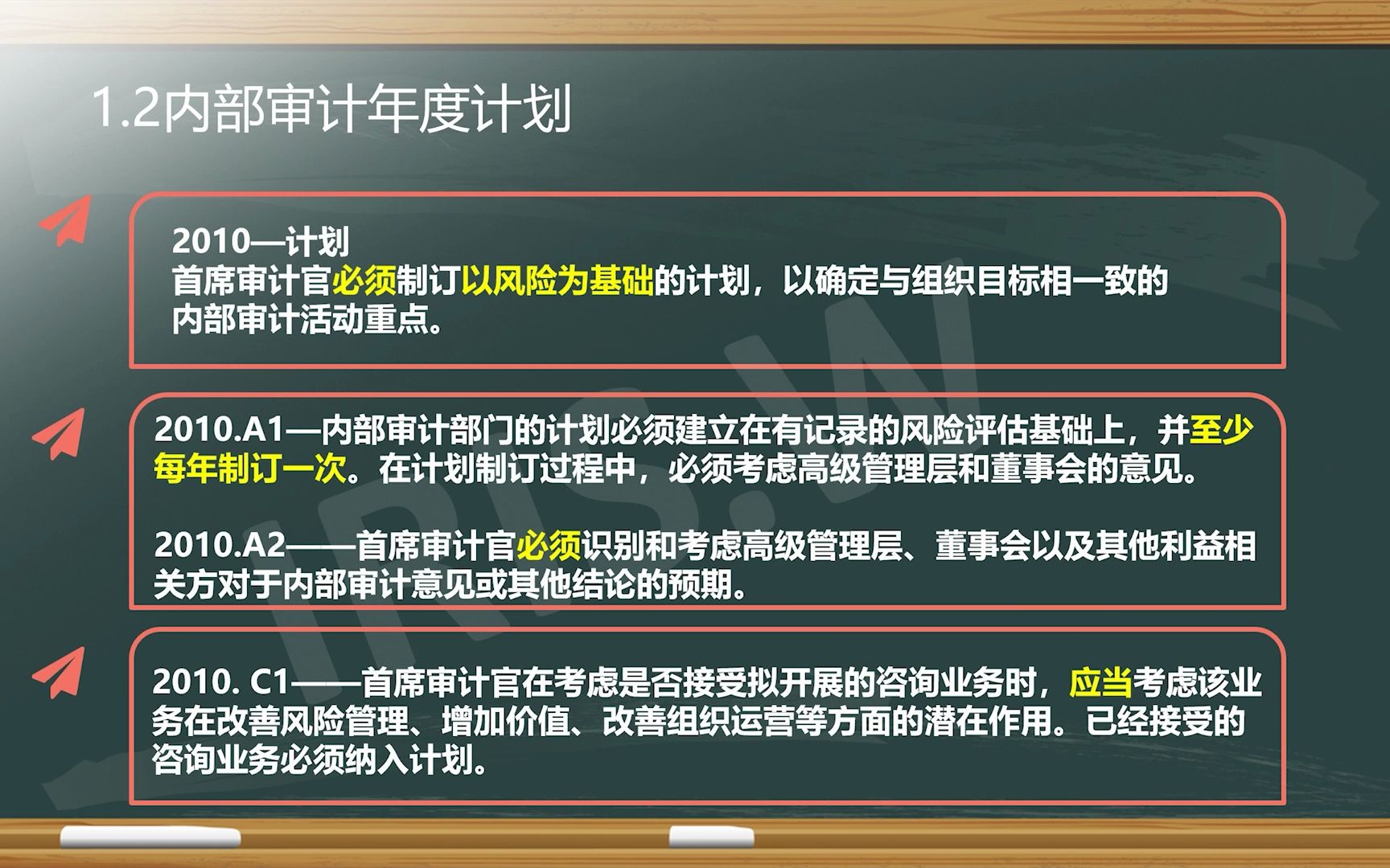 CIA 国际注册内部审计师 科目2《内部审计实务》1.2内部审计年度计划哔哩哔哩bilibili