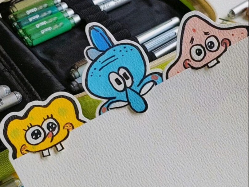 手工|自制海绵宝宝咬咬书签