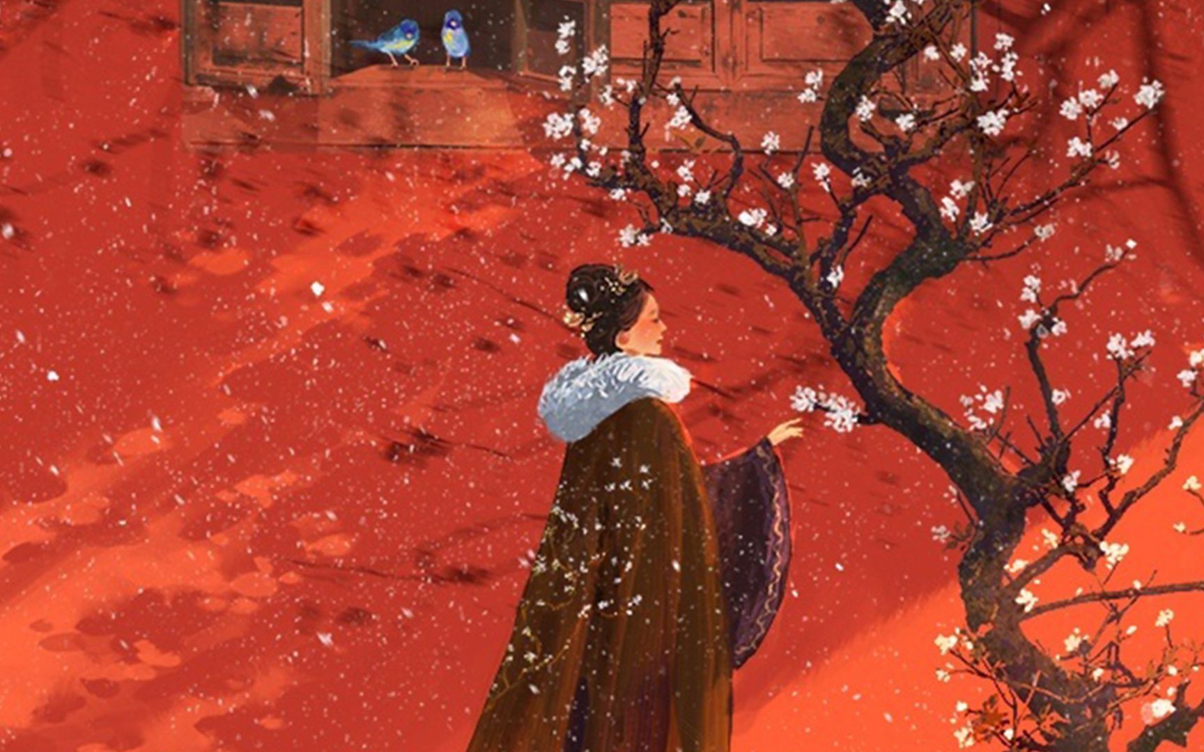 国人古风艺术家redmatcha的一组超美的古风人物场景插画,意境优美,一