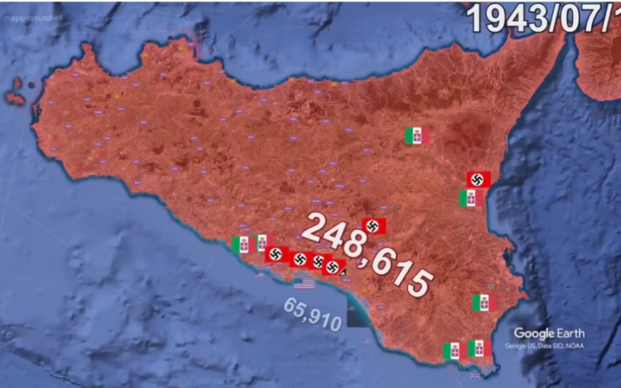 意大利法西斯溃败的开始 西西里登陆战战线变化图哔哩哔哩bilibili