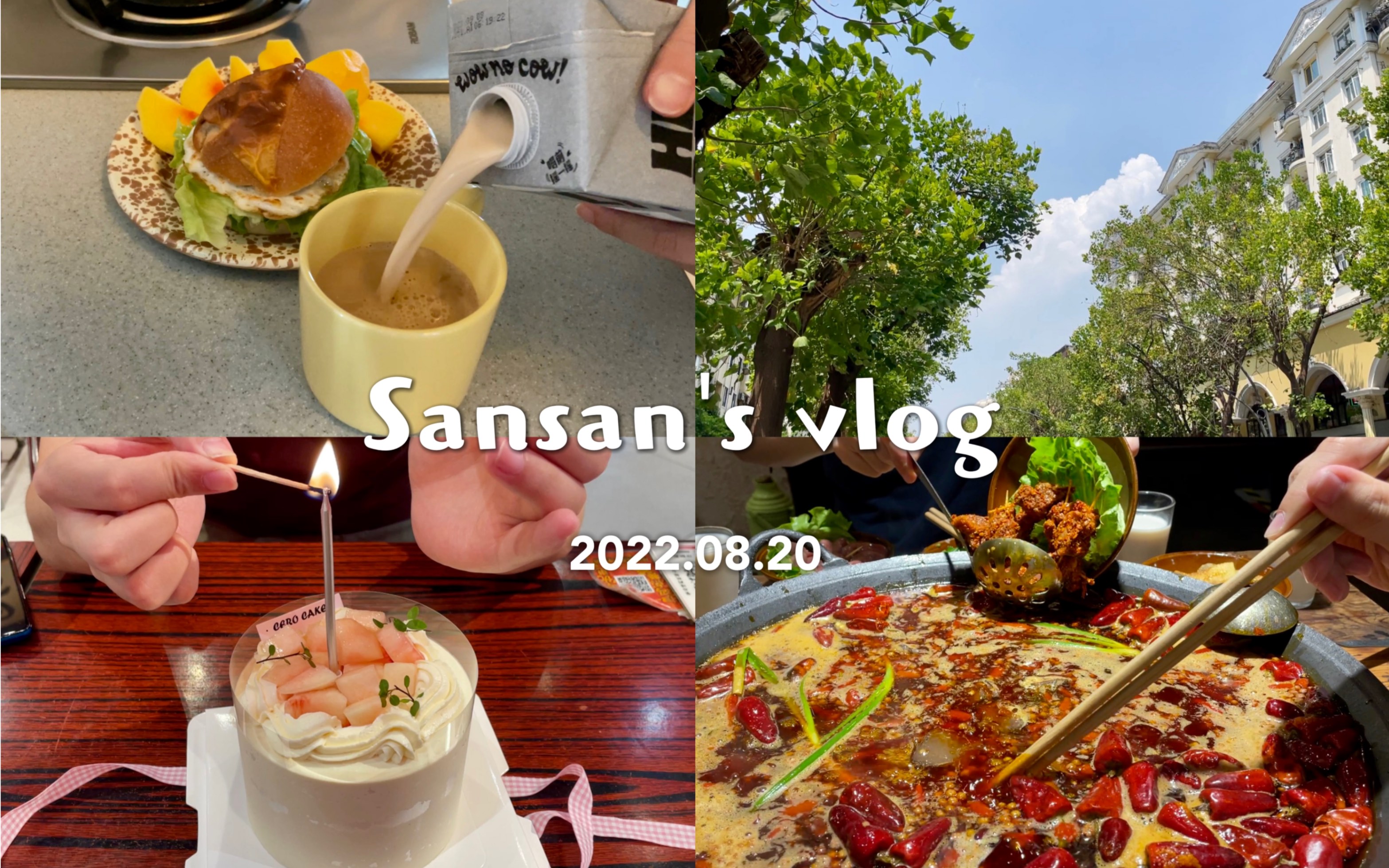 Sansan's vlog|成都打工日常|纪念日的蜜桃乌龙蛋糕|囤面包|自制茄子泥三明治|做咖啡|快递开箱|外食记录|和朋友们去吃火锅啦|热压三明治哔哩哔哩bilibili