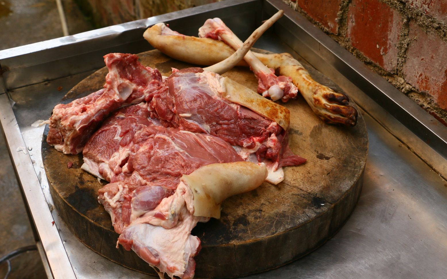 广西小伙买弄来一只狗腿,做一道白切狗肉,吃一口味道还不错