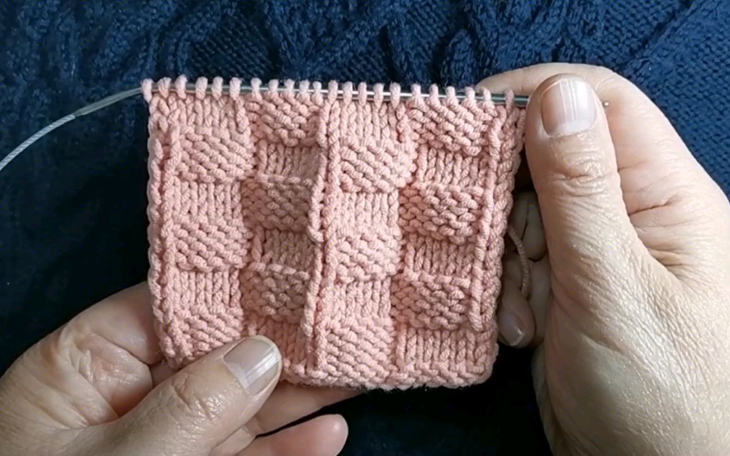 正反花型都一样的小方格花编织教程,简单易学,适合织毛衣和围巾-min