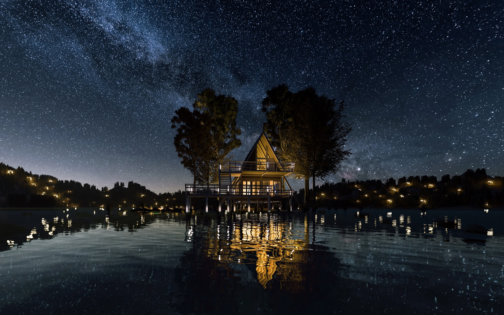 lumion 湖景夜色 渲染教程