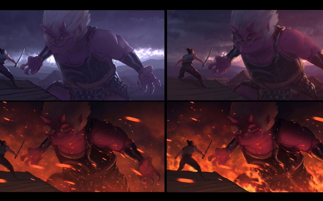 迪士尼,漫威御用画师ryan lang原画板绘教程—— issunboshi 对战 oni