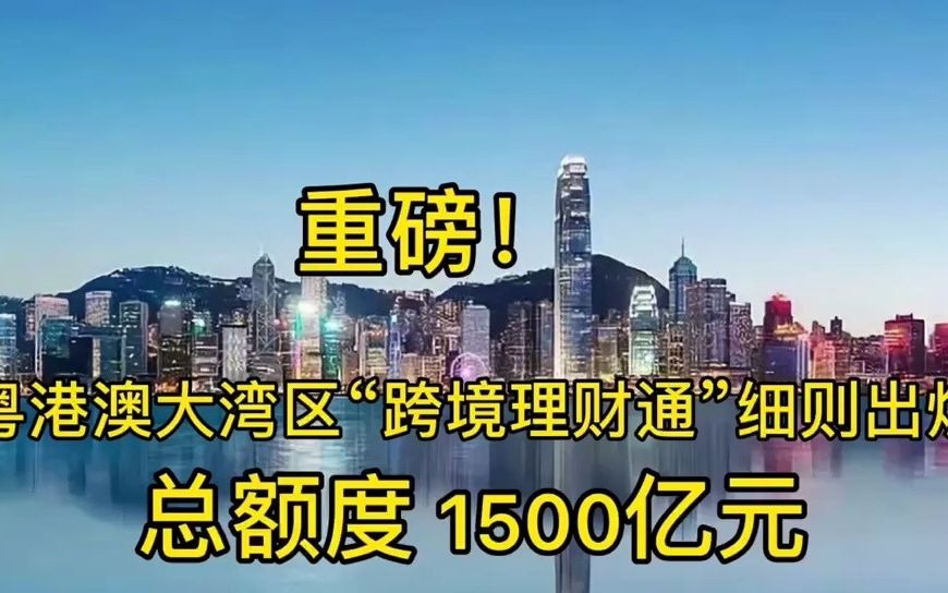 重磅!粤港澳大湾区“跨境理财通”细则出炉:总额度1500亿元,单个投资者额度100万元哔哩哔哩bilibili