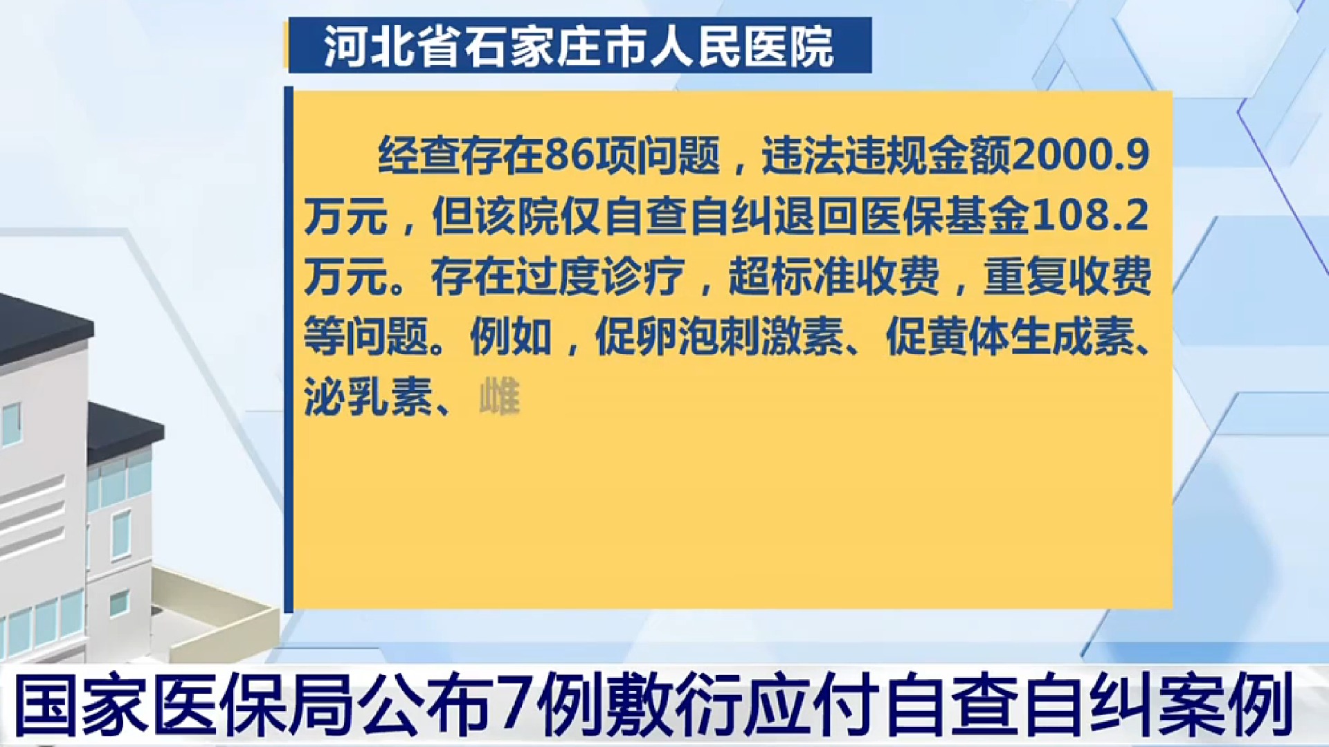 7家医院违法违规金额合计近9000万元!过度诊疗,重复收费!