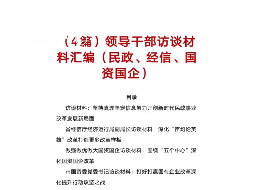 (4篇)领导干部访谈材料汇编(民政、经信、国资国企)哔哩哔哩bilibili