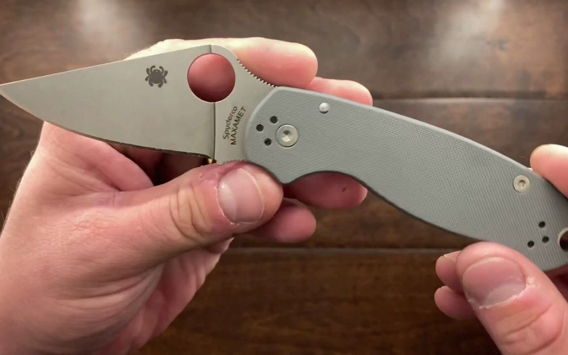 spyderco 美国蜘蛛 c223gpdgypara 3 dark gray maxamet钢g10手柄折刀