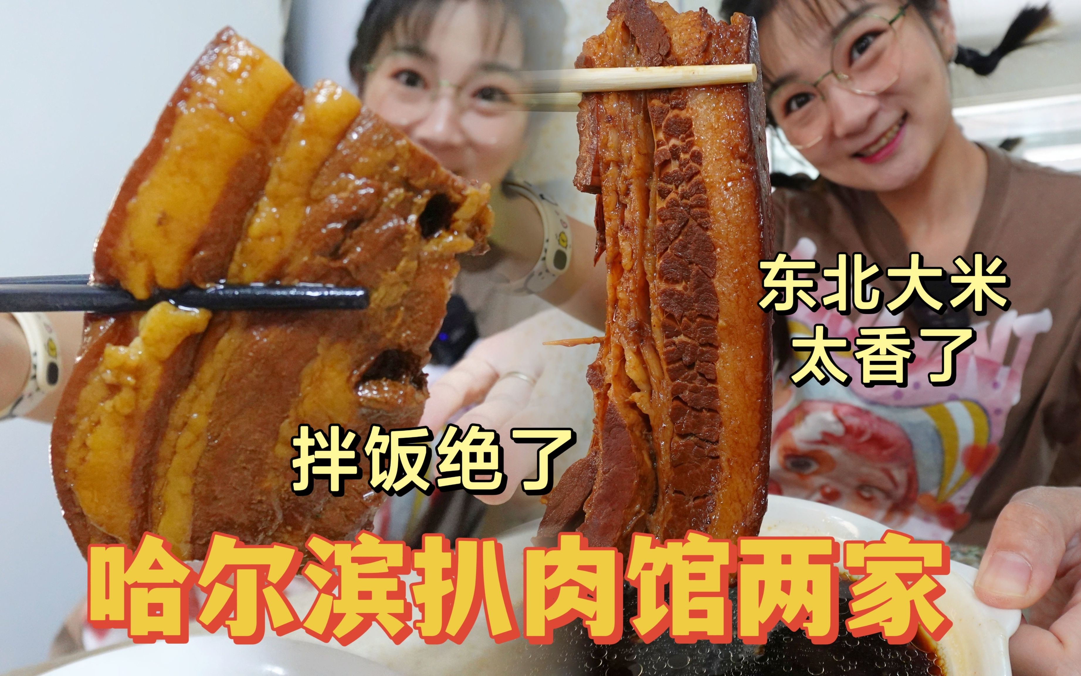 【逛吃哈尔滨】扒肉两顿连炫!大片儿肉配炒茄子丝儿,东北米真香哔哩哔哩bilibili