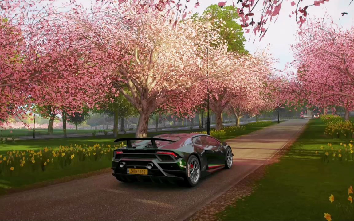 地平线4 春天里的樱花小道真的很美很美