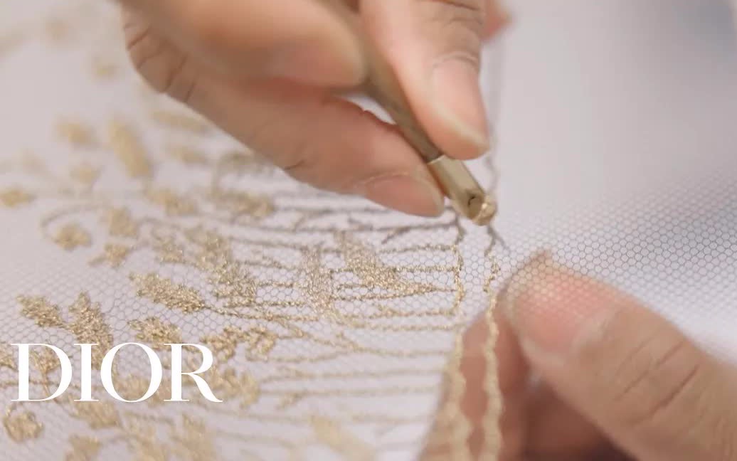 [图]【迪奥/Dior】高定刺绣过程，超精致迪羽毛元素Embroidering fields of gold