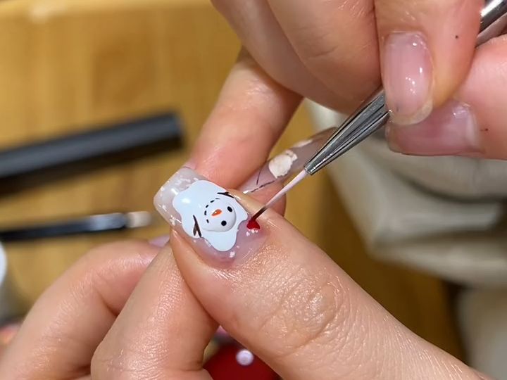 圣诞雪人美甲#圣诞美甲