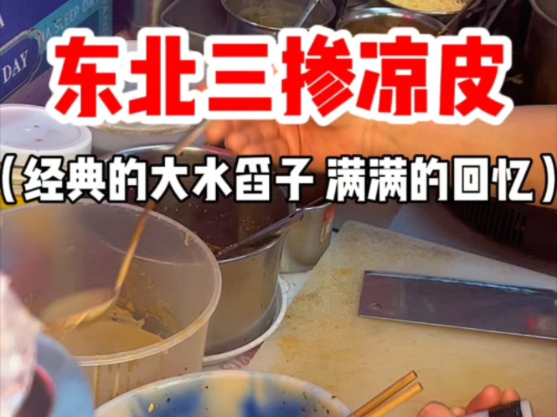 东北街头三掺凉皮 经典的大水舀子