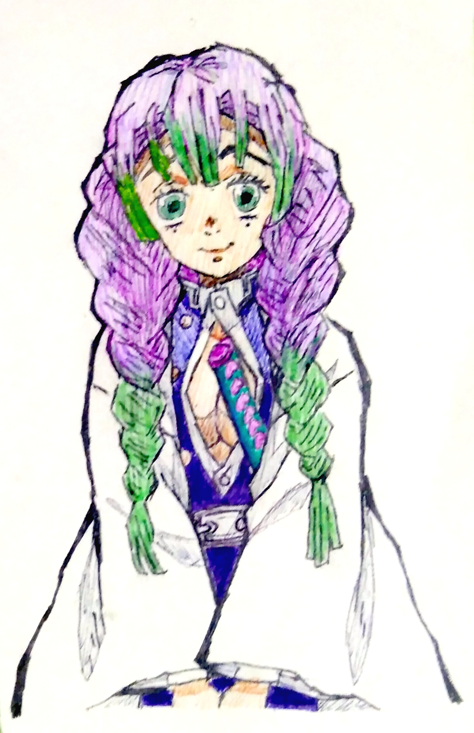 【临摹】某个粉绿头发女孩(《鬼灭之刃》_甘露寺蜜璃)