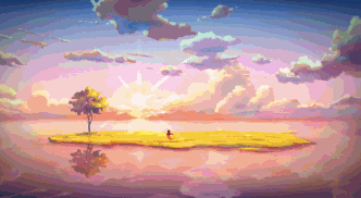 远方太阳缓缓落下,你从梦中醒来,身边穿白裙的女孩一脸笑意的看着你