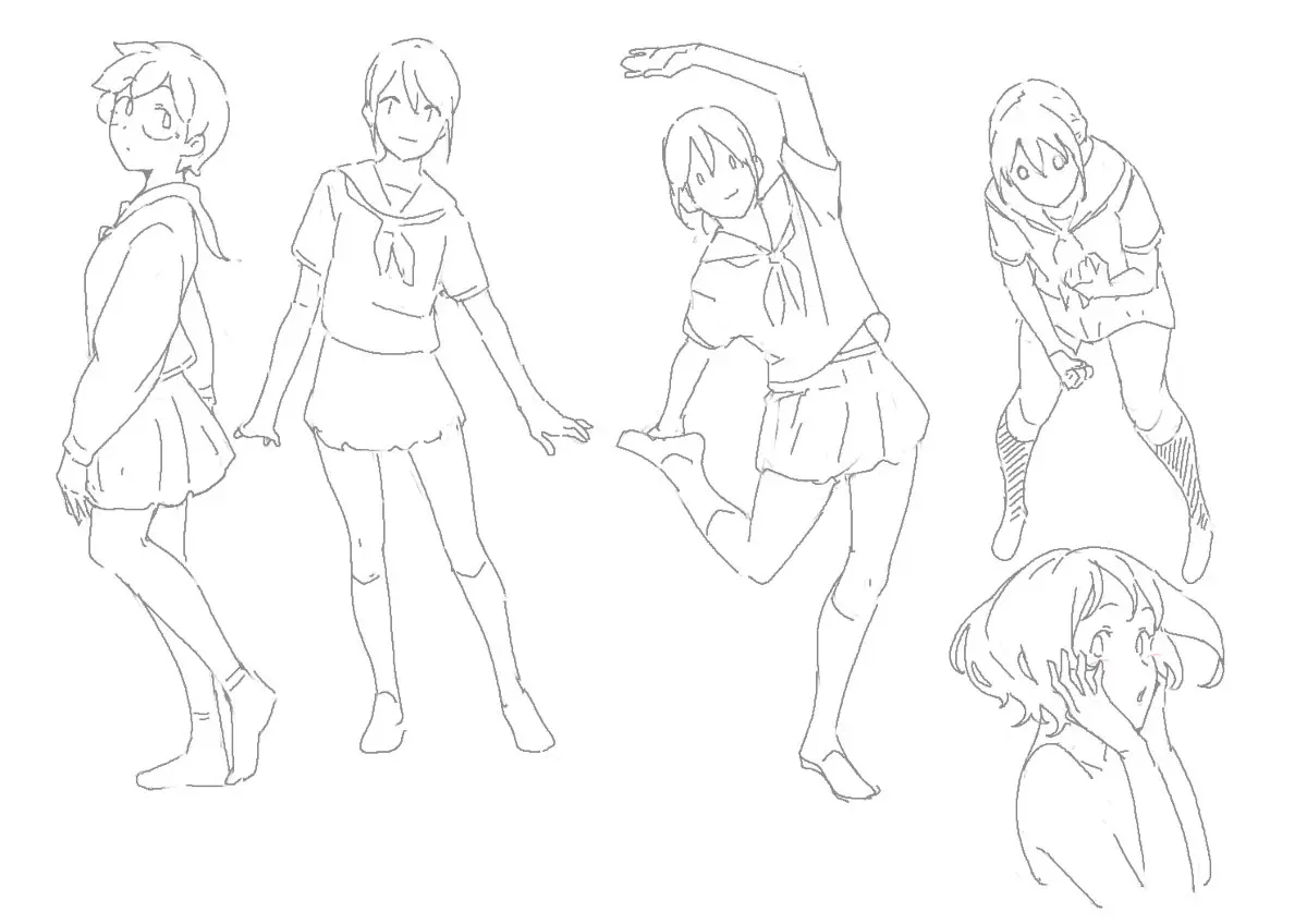 【线稿素材】少女的动态姿势参考,本子画师一定不要错过!