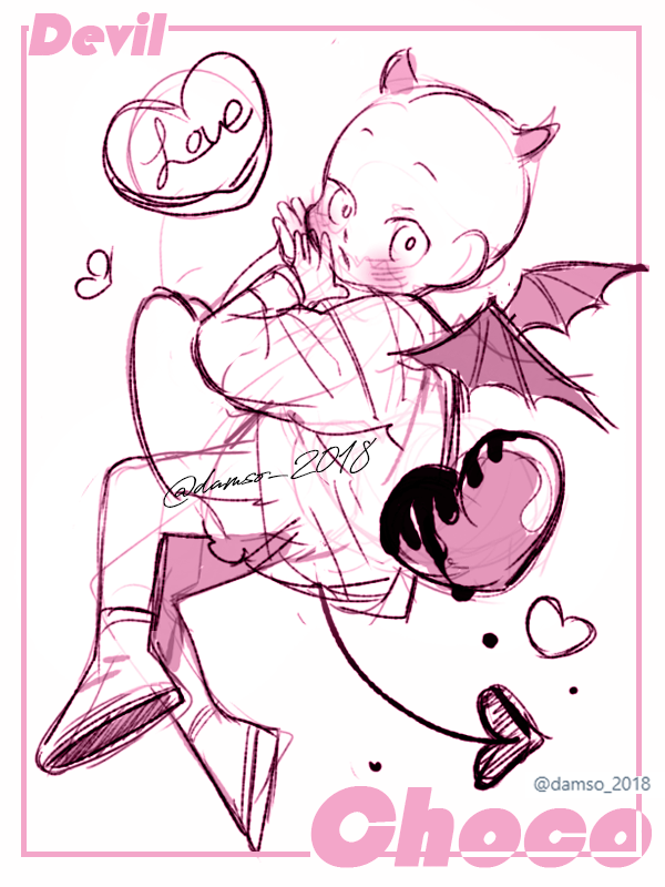 【板绘临摹】天使&小恶魔q版崽崽の「线稿模板」