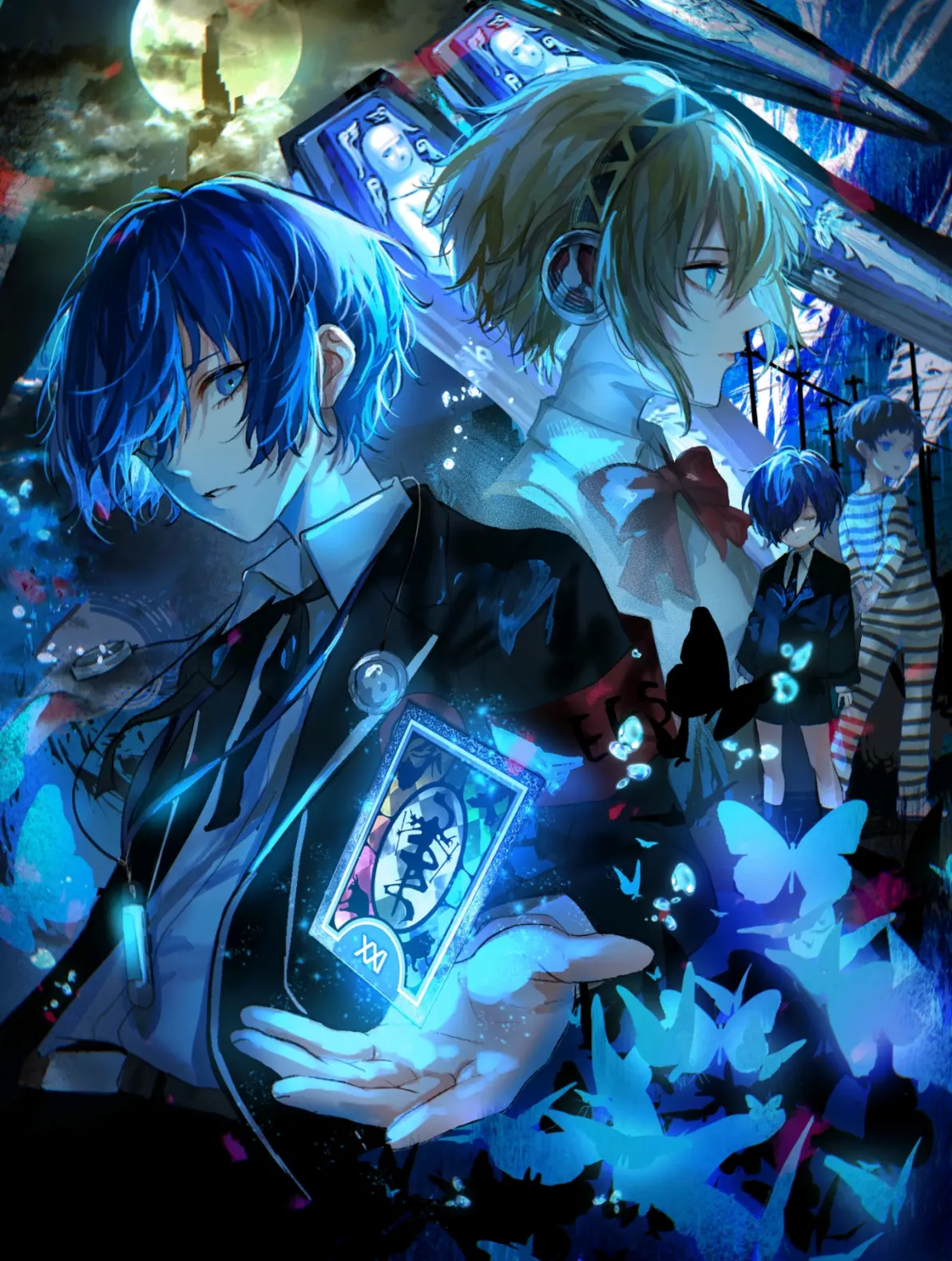 不同深浅的帅气蓝发男子插画特辑20231117