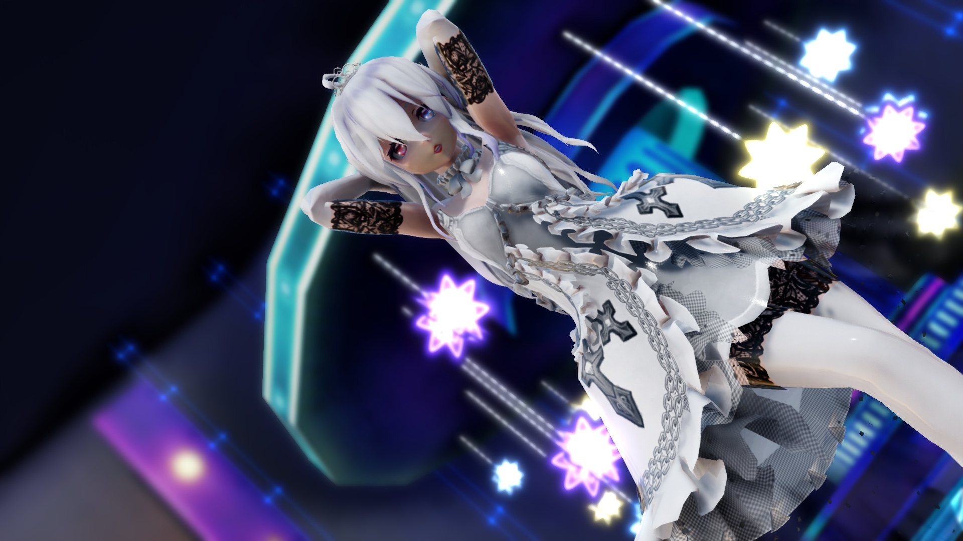 mmd弱音红蓝双瞳的haku白天使礼服美滋滋有一种臣服的冲动