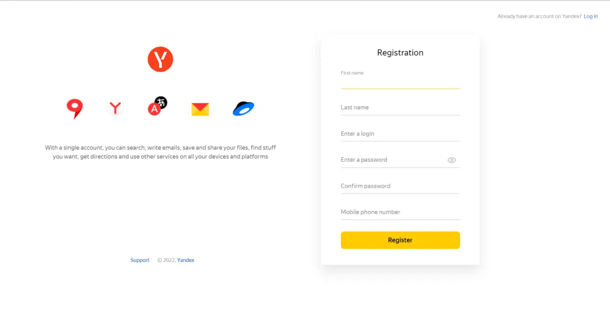 YANDEX网址进入，yandex login