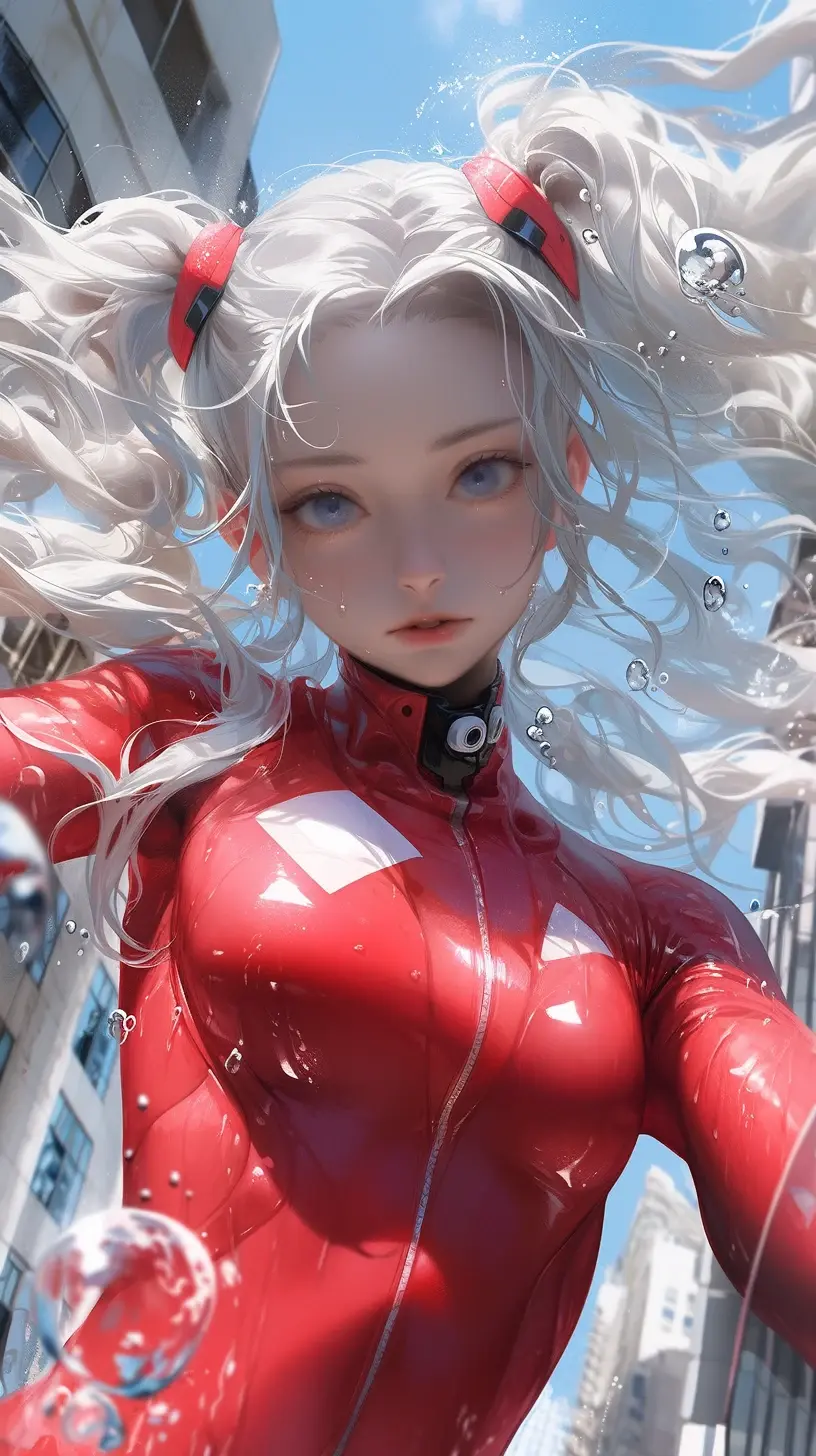 银发双马尾 x 战斗服【ai绘壁纸】