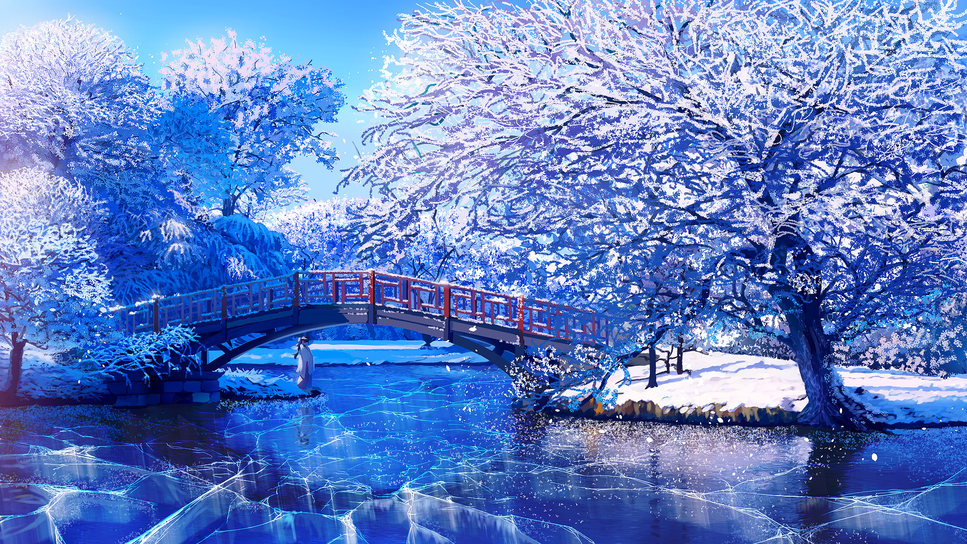 二次元雪景背景图高清图片