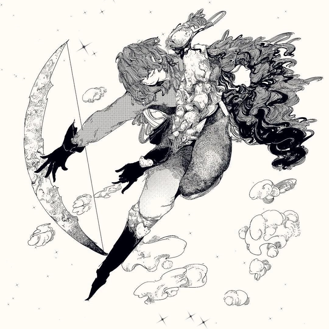 神仙画画大神用一团乱线就能画出惊艳的角色膝盖已献上