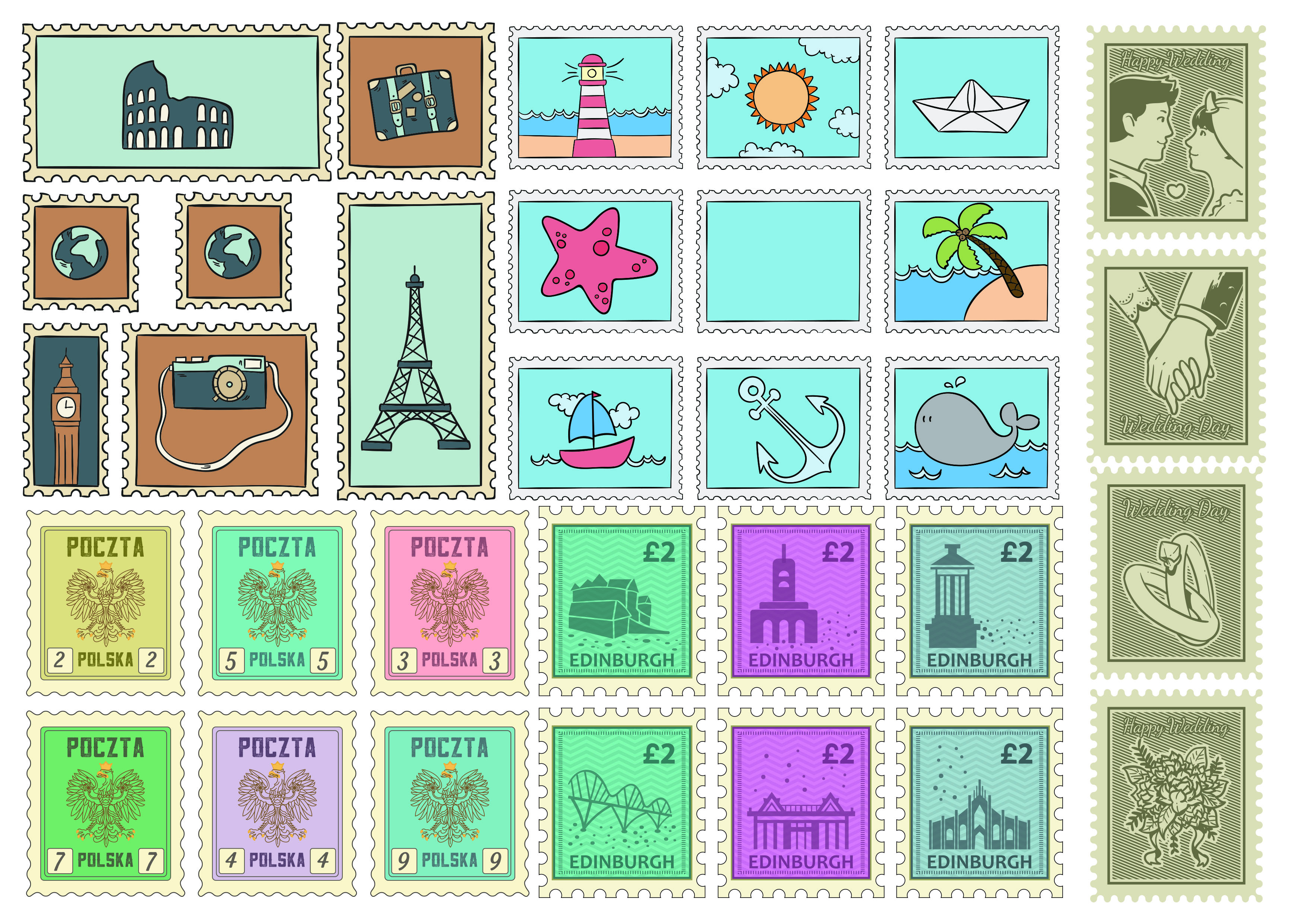 手帐素材分享41期 邮票