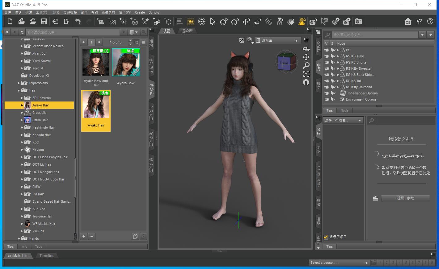 Daz3D Studio 4.15中文汉化版素材模型安装教程基础包资源合集 - 哔哩哔哩