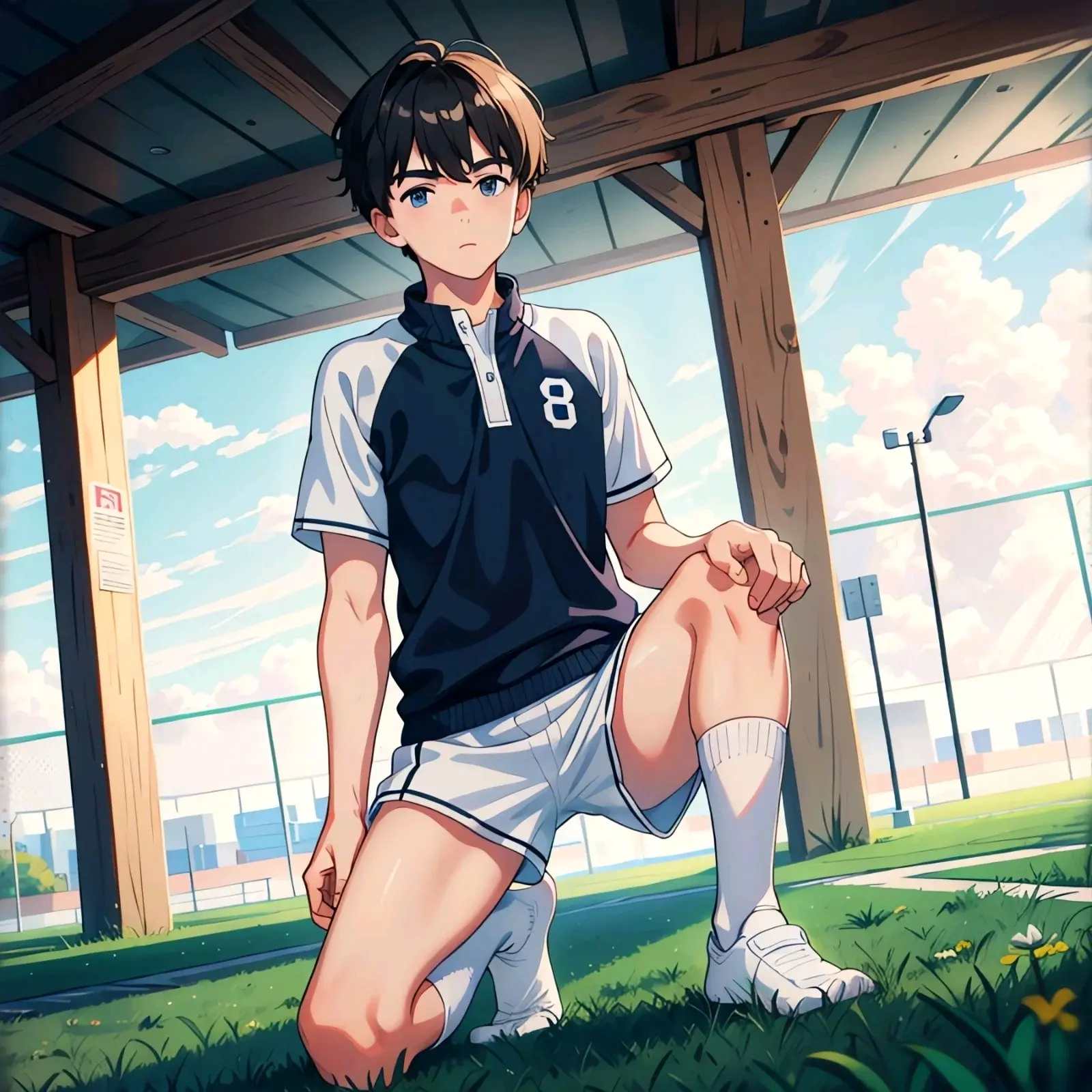 热爱运动的足球少年白袜vs黑袜