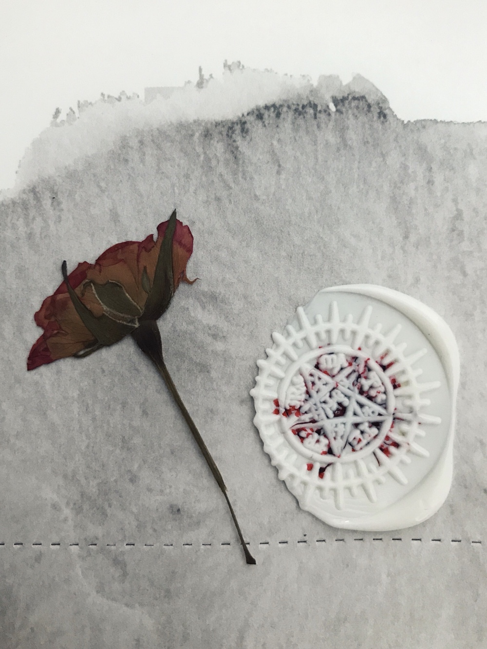 纯色火漆 干花 复杂图案章头