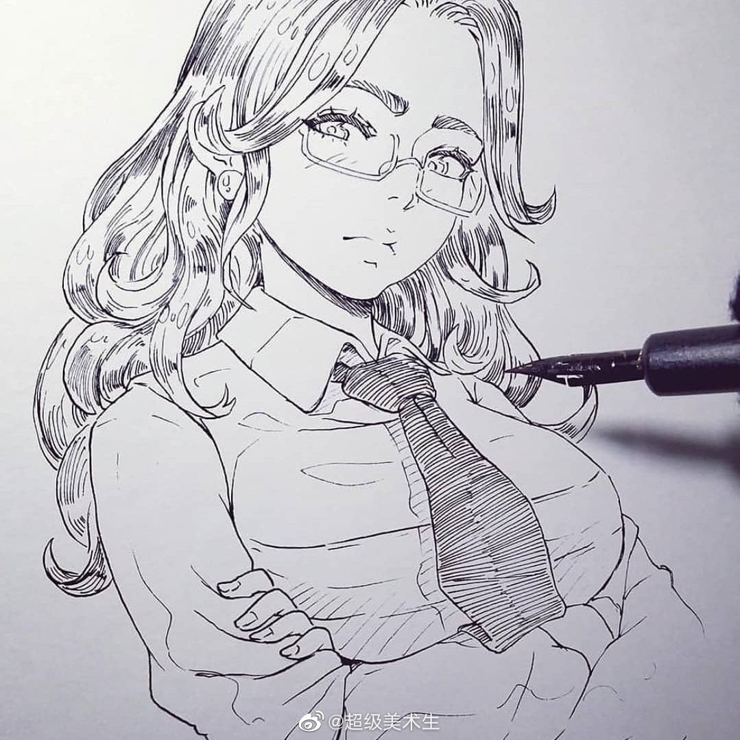 【绘画参考】人物插画大师 magion zerotwo 钢笔线稿,品一品这个技术